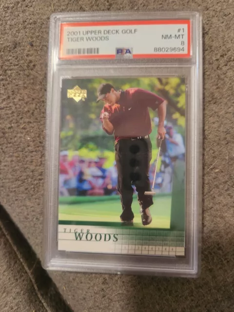 2001 Upper Deck Golf Tiger Woods 1 psa 8 rookie rc