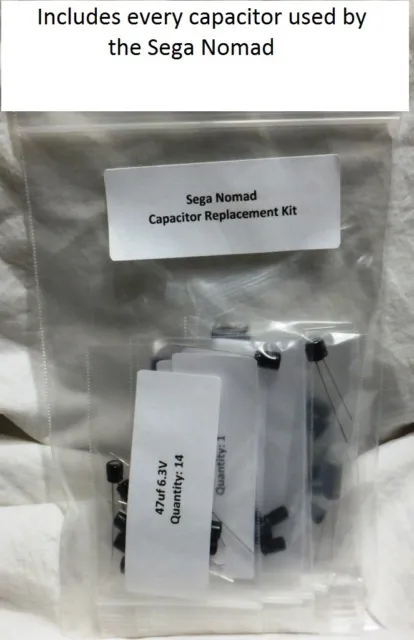 Sega Nomad Capacitor Replacement Kit; Fix no/low sound, no power, dim screen