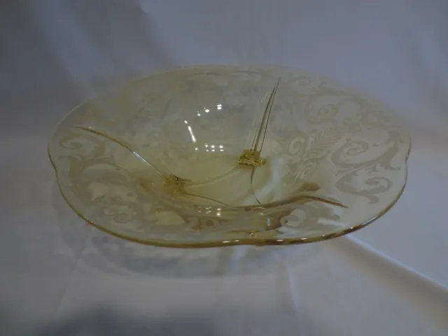 Fostoria Versailles 12" 3 Footed Flared Topaz Bowl