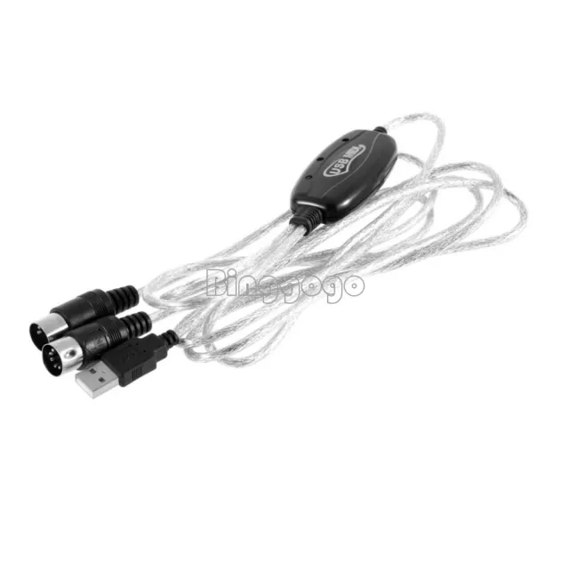 MIDI USB IN-OUT Interface Cable Cord Converter PC to Music Keyboard Adapter NEW