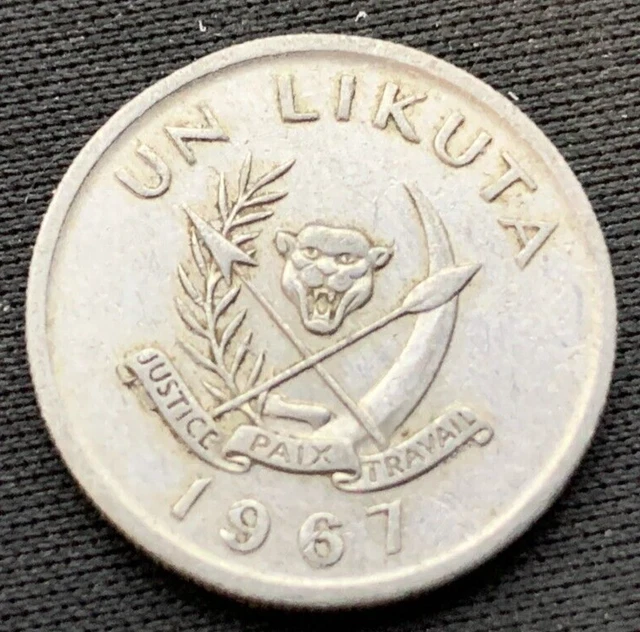 1967 Congo 1 Likuta Coin 1 Year  BETTER CIRCULATED   #M49