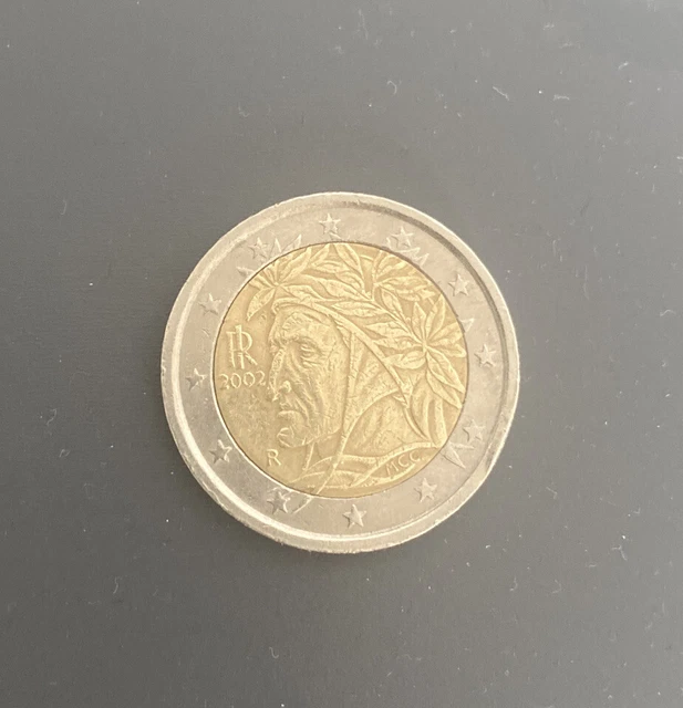 pièce de 2 euros rare 2002 dante alighieri