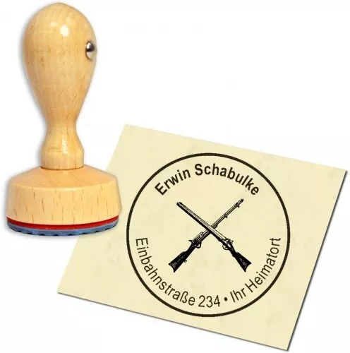 Stempel Adressstempel Holzstempel - Gewehre - rund 40mm