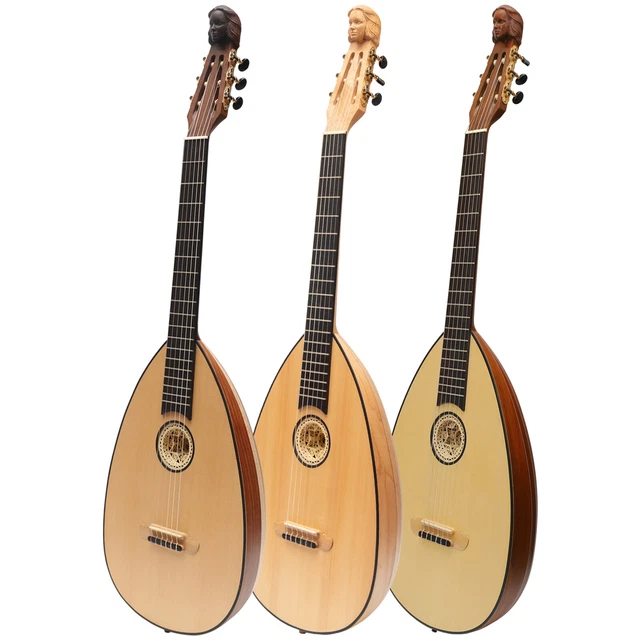 Muzikkon Lute Guitare 6 Cordes de Bois, Lacewood, Érable avec Housse Rembourrée