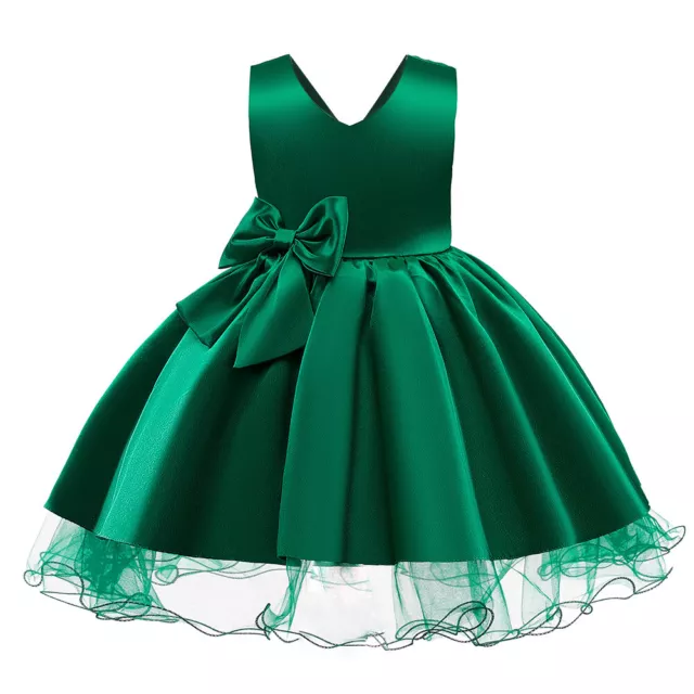 Flower Girl Dress Kids Baby Bow Princess Party Wedding Bridesmaid Pageant Skirt 3