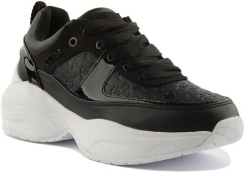 GUESS Fl8Mlsele12 Masla Femme Lacet Épais Baskets en Noir Blanc Taille UK 3- 8