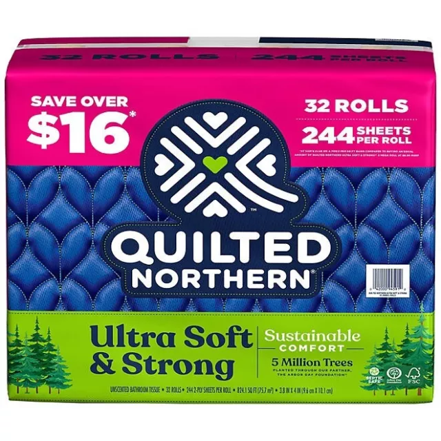 32 Rolls Quilted Northern Ultra Soft & Strong 2-Ply Toilet Paper 244 sheets/roll