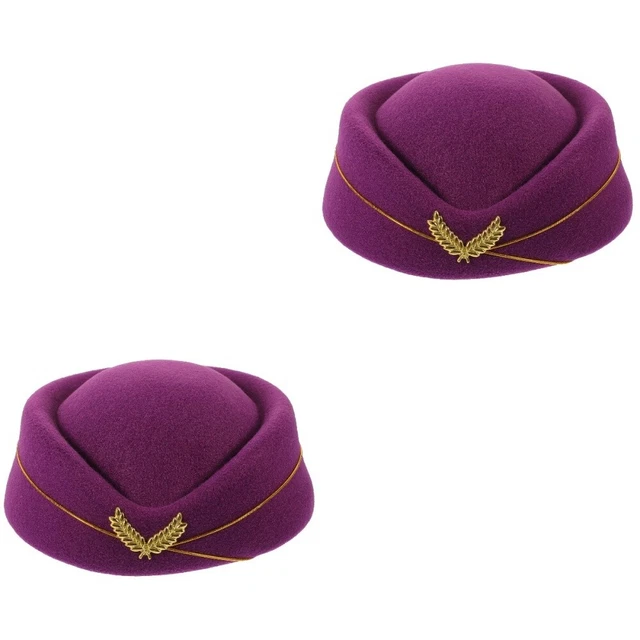2PCS Airline Hat à prétendre Stewardess Cosplay Béret Hat Stewardess Theme