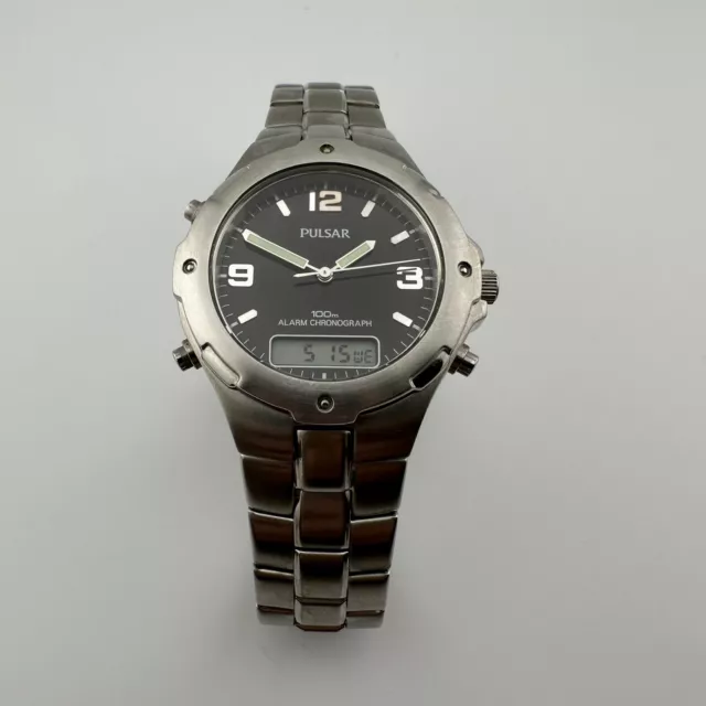 PULSAR V072 X004 Digital Analog Stainless Steel watch 1/100 sec ...