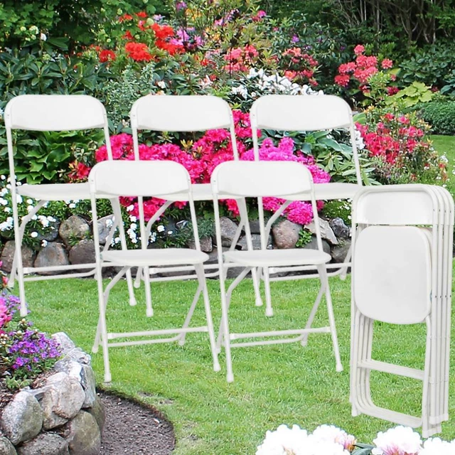 (10 PACK) Portable Outdoor Lawn Wedding Quality Stackable Plastic Folding Chairs