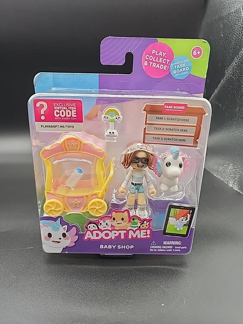 Adopt Me! Baby Shop Friends Pack - Eda Storeholder Figure With Princess Pram & Virtual Item Code