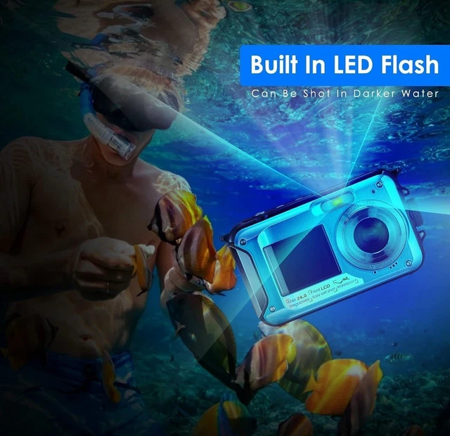 Unterwasserkamera 2.7K 48MP – Wasserdicht Bis 10FT, Dual Screen, 16x Zoom
