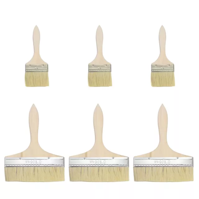 3Inch 8Inch Paint Brush Synthetic Bristle with 9/13mm Thick Wood Handle 6pcs