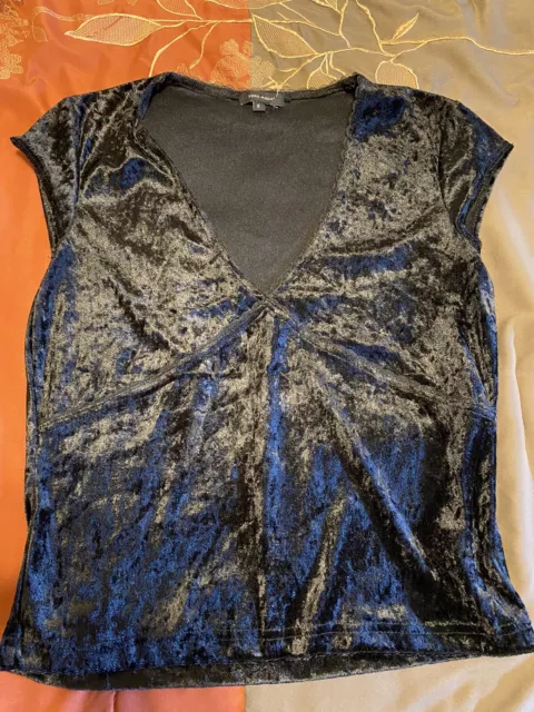 Women’s Short Sleeve Vero Moda Blouse Top Black Velvet Size Small