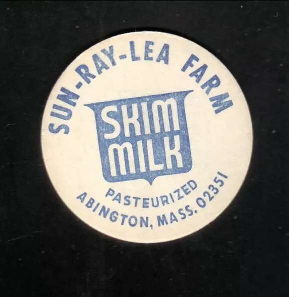 Sun-Ray-Lea Farm--Pasteurized Skim Milk Bottle Cap--Abington. Massachusetts
