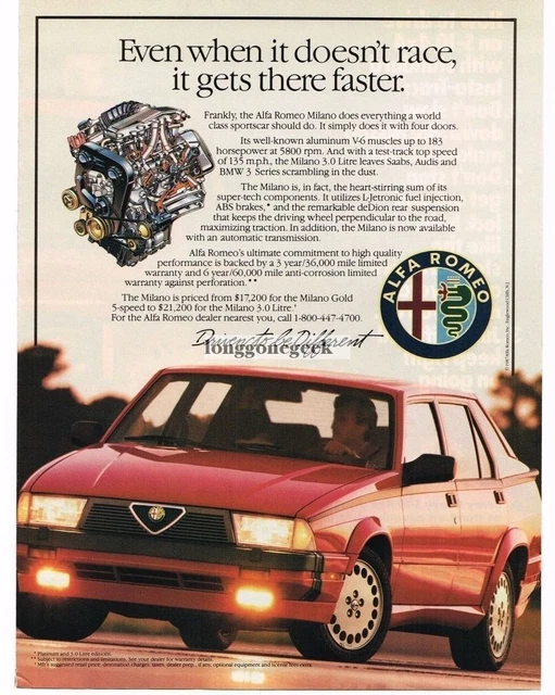 1987 Alfa Romeo Milano Red 4-door Sedan Vintage Ad
