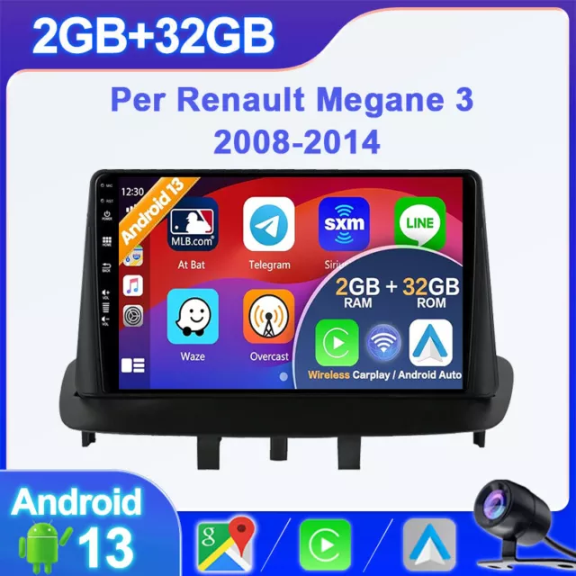 Per Renault Megane 3 2008-2014 Android 13 Navi GPS Autoradio DSP CarPlay 2G+32GB