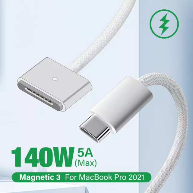 For MacBook Air/Pro USB-C Type C to Magsafe 3/2/1 (L/T-Tip)Magnetic Power Cable