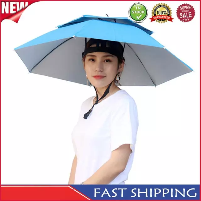 5pcs Foldable Fishing Sunshade Umbrella Hat UV Protection (Lake Blue)