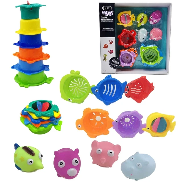 WOOPIE Bath Toys Set of Fish Cups Overflow Pranks
