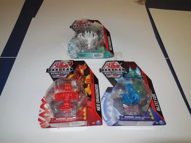 S4 Bakugan Evolutions Pyrus Neo Dragonoid  Figure W/ 2 Cores Blitz Fox Pegatrix