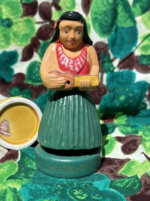 VTG Hawaiian Tiki Bar decor Treasure Craft Menehune, Shot glass, Hula Girl, Art 6