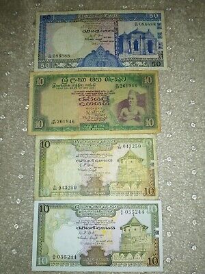 Ceylon 10 50 Rupees Sri Lanka 1970 82 85 Old Vintage Banknotes South Asian money
