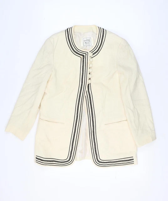 Veste Longue WEILL Taille 46 - Vert, Noir, Ocre Rayures, Avec écharpe, Très Bon état