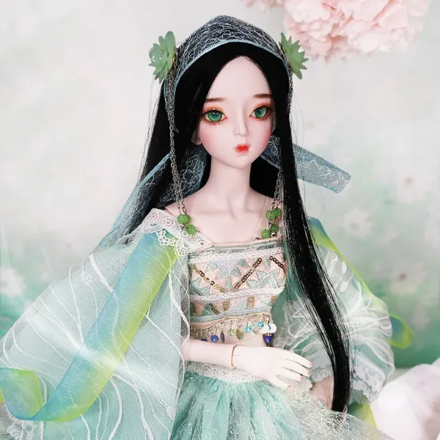 1/3 BJD Doll 62cm Ball Jointed Girl Dolls with Green Eyes Dress Clothes Outfits
