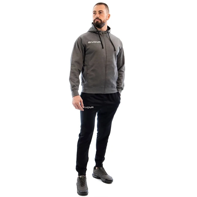Tuta Uomo Donna Givova Sport Giacca Felpa Cappuccio Esercizi Nero S M L XL 2XL