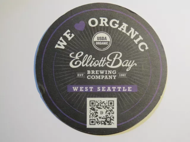 Beer Bar Coaster ~ ELLIOTT BAY Brewery Organic Brews ~ West Seattle, WASHINGTON
