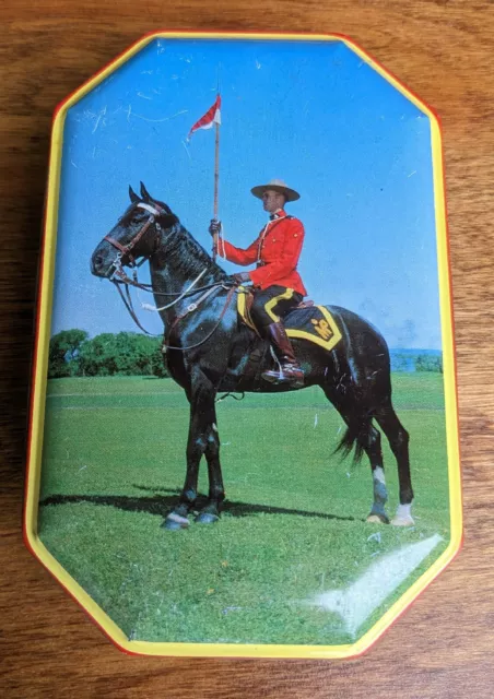 VINTAGE RCMP ROYAL Canadian Mounted Police Mountie Horse Tin Container ...