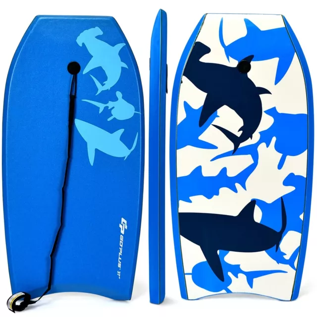 Bodyboard Planche de Surf avec Corde Capacité 60-95kg en XPE et HDPE, 105x51x6c