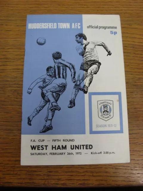 26/02/1972 Huddersfield Town v West Ham United [FA Cup] . FREE POSTAGE on all UK
