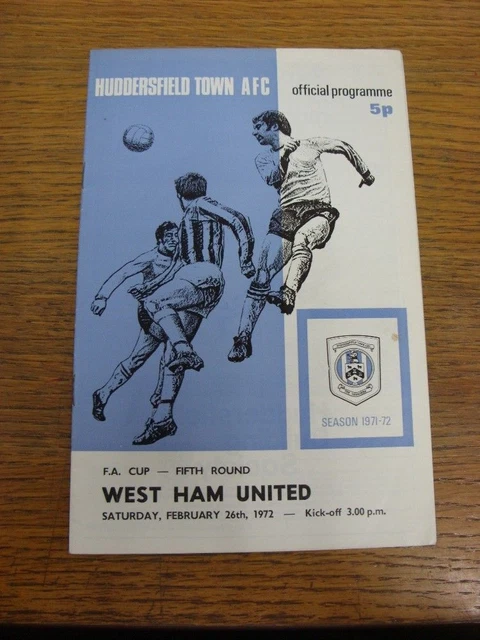26/02/1972 Huddersfield Town v West Ham United [FA Cup] . FREE POSTAGE on all UK