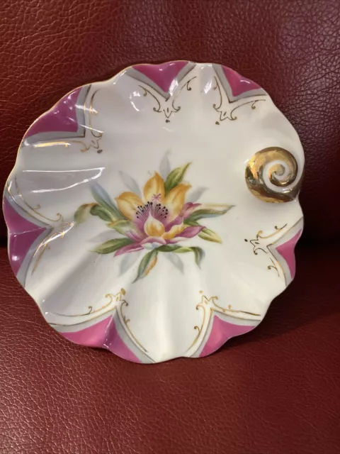 Hand Painted China  Plate Tropical Flower Ucagco With Gold Trim Gorgeous