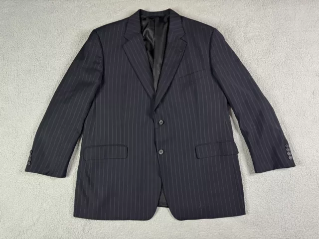 Burberry London Suit Jacket 48 R Navy Blue Wool Striped Italy Luxury Designer