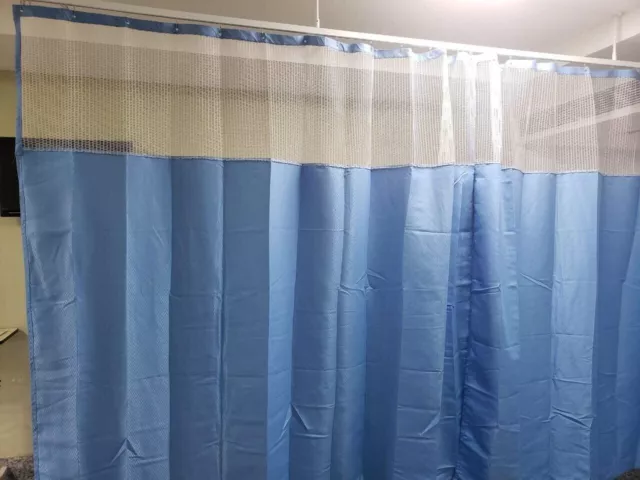 Polyester Zig Zag Hospital Curtain with Oval Net for ICU/Clinic (4 FW X 7 FH)