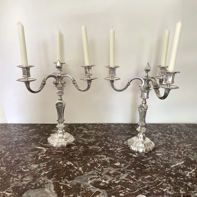 Grand Candélabre Pottery Barn – Renne Chromé Argenté Avec Bougies