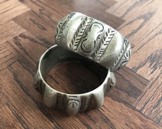 Vintage Moroccan Silver Alloy Bracelets