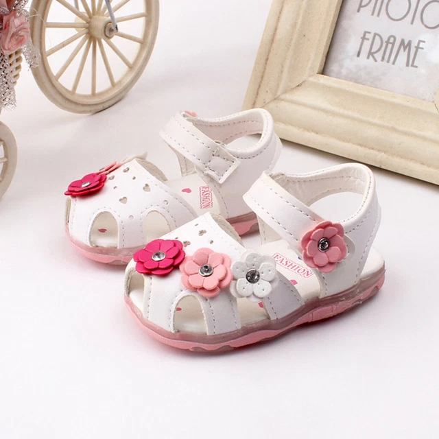 Toddler Infant Kids Baby Girls Cute Flowers LED Luminous Shoes Sneakers Sandals