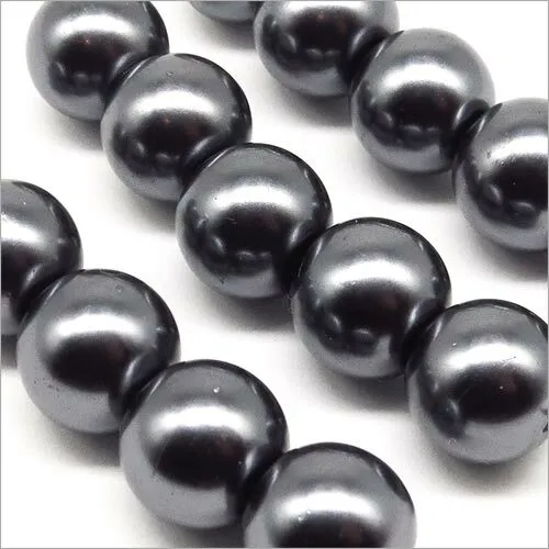 Lot de 20 Perles Nacrées en Verre 10mm Anthracite
