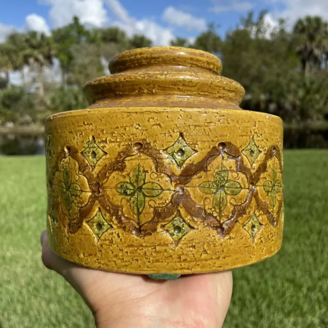 VTG Mid Century Modern Bitossi Rosenthal Netter Italian Pottery Round Box w Lid