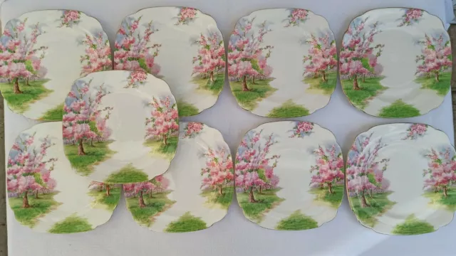 9 Plates Porcelain English Royal Albert Blossom Time Bone China England By