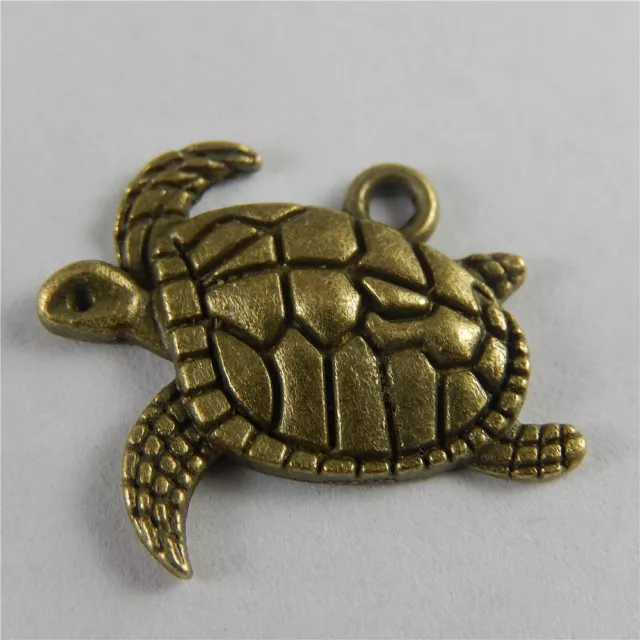 20PCS Bronze Plated 17x16mm Turtle Sea Tortoise Charms Pendant Jewelry Making