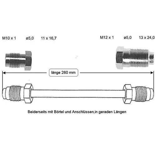 Tubo del freno 260 mm Regolatore della forza frenante H h (rame-nichel) 13017080