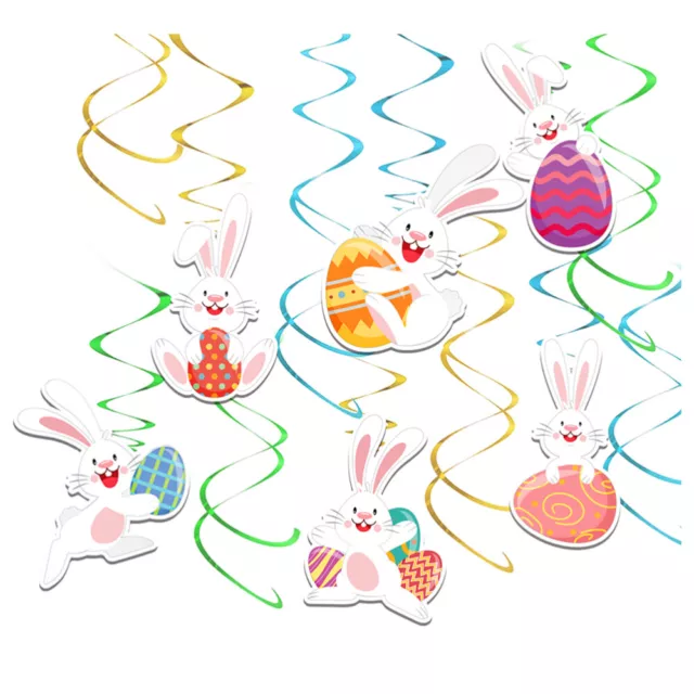 18 Pcs Paper Rabbit Egg Spiral Easter Hanging Pendant Swirl