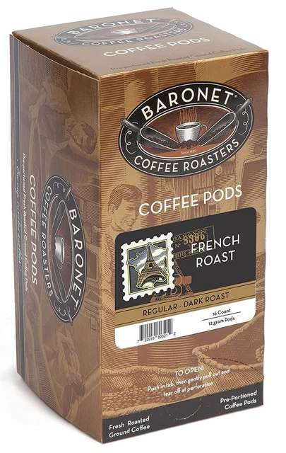 Baronet Coffee French Roast Pods Bag - Regular - Dark - 3 Boxes...