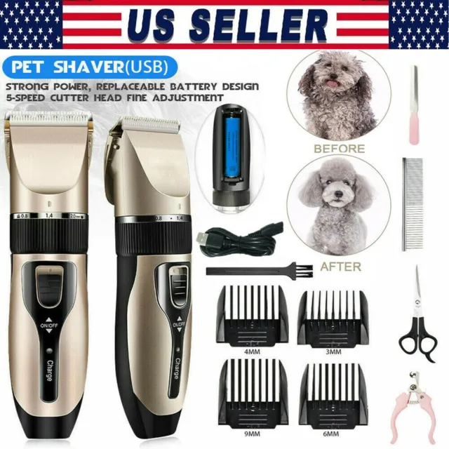 Professional Dog Clippers Pet Fur Hair Grooming Cordless Electric Silent Trimmer