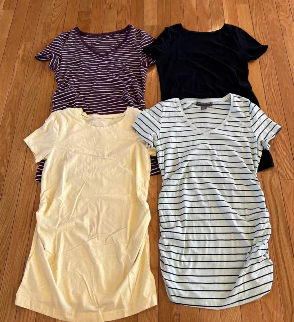 Lot Of 4 Maternity Short Sleeve Shirts Tops Gap Pure Body A Pea In The Pod Small